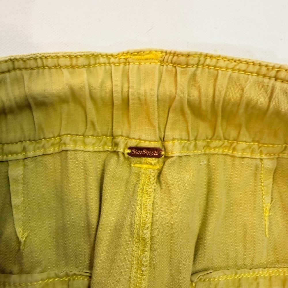 Free People We the Free Tahiti Cargo Pants Citronelle Yellow Size Medium EUC - Picture 8 of 9